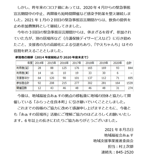 「やえちゃんち」終了のお知らせ